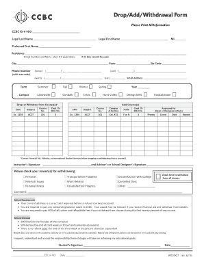 Ccbc Withdrawal Form